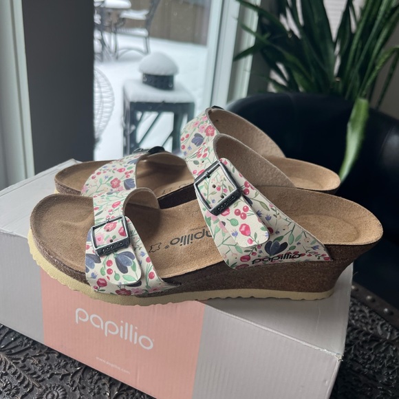 PAPILLIO BIRKENSTOCK DOROTHY MEADOW FLOWERS BEIGE 38 EU 7-7.5 US - Picture 4 of 7